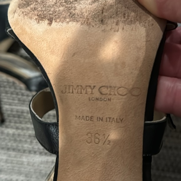 Jimmy Choo 🎉HP🎉🎈distressed leather heels with center zipper, strap w/ buckle - Picture 7 of 12